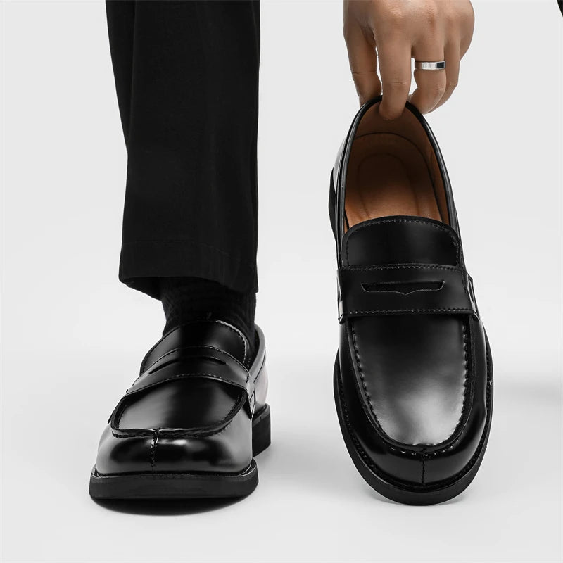 British Style Genuine Leather Soft Bottom Loafers Men Casual Leather Business Shoes Brand Walking Loafers Slip on Driving Shoes