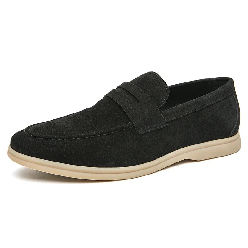 Italiaanse luxe merk suède heren kwastje ontwerp loafers outdoor handgemaakte hoge kwaliteit nubuck lederen schoenen zachte bodem wandelschoen