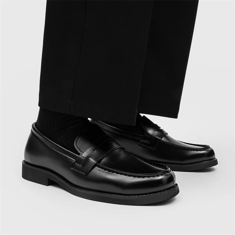 British Style Genuine Leather Soft Bottom Loafers Men Casual Leather Business Shoes Brand Walking Loafers Slip on Driving Shoes