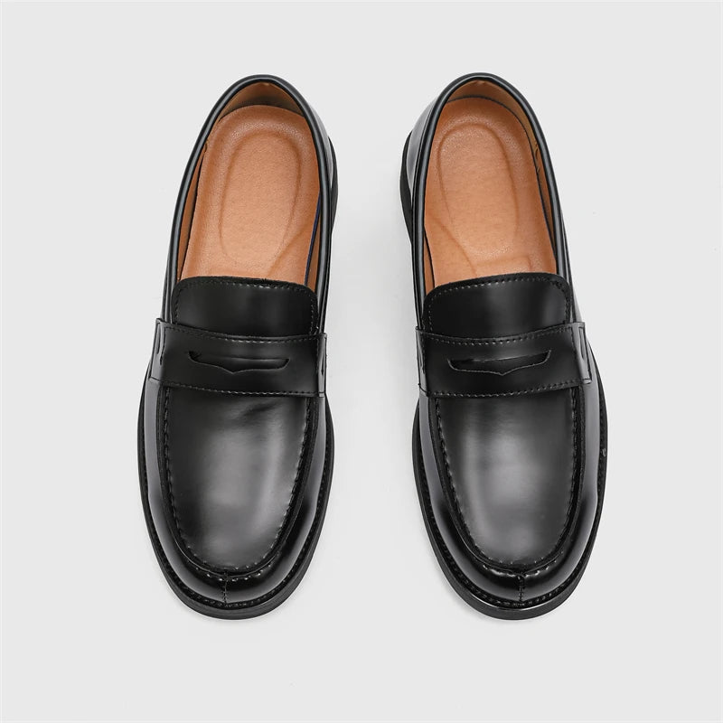 British Style Genuine Leather Soft Bottom Loafers Men Casual Leather Business Shoes Brand Walking Loafers Slip on Driving Shoes