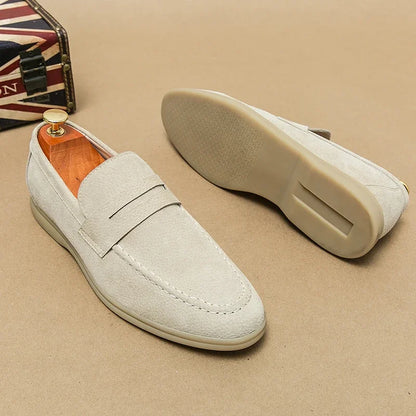 Italiaanse luxe merk suède heren kwastje ontwerp loafers outdoor handgemaakte hoge kwaliteit nubuck lederen schoenen zachte bodem wandelschoen