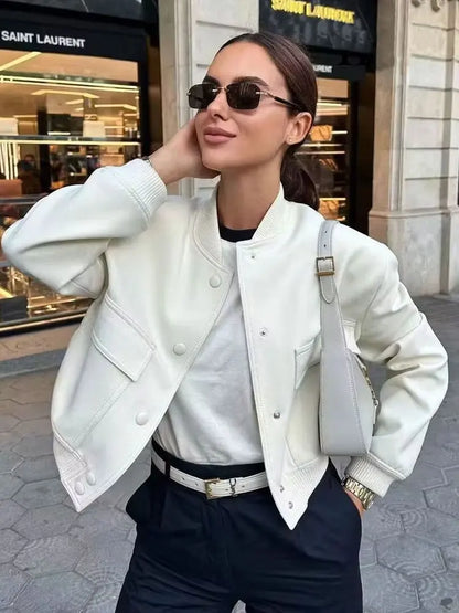 Luce Napoli Moda Donna Con Tasche Giacca Bomber Cappotti Vintage Manica Lunga Pulsante Anteriore Casual Donna Capispalla Chic Tops