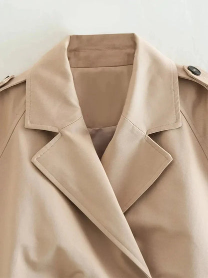 Luce Napoli - Cintura Cropped Trench Giacca Primavera Donna Vintage Streetwear Doppio Petto Manica Lunga Top Donna Cappotto Outfits