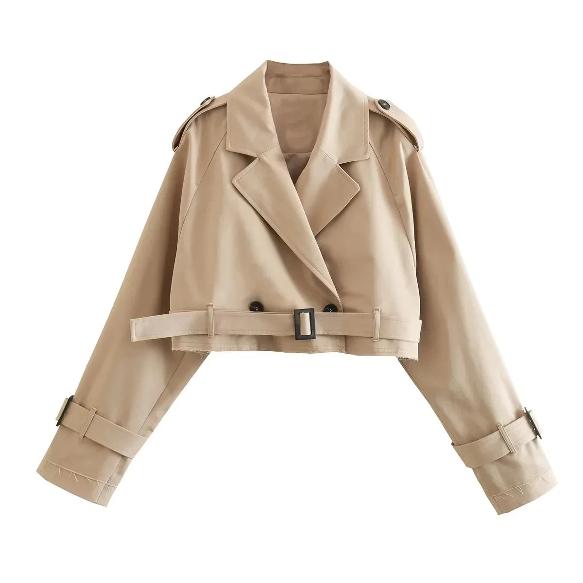 Luce Napoli - Cintura Cropped Trench Giacca Primavera Donna Vintage Streetwear Doppio Petto Manica Lunga Top Donna Cappotto Outfits