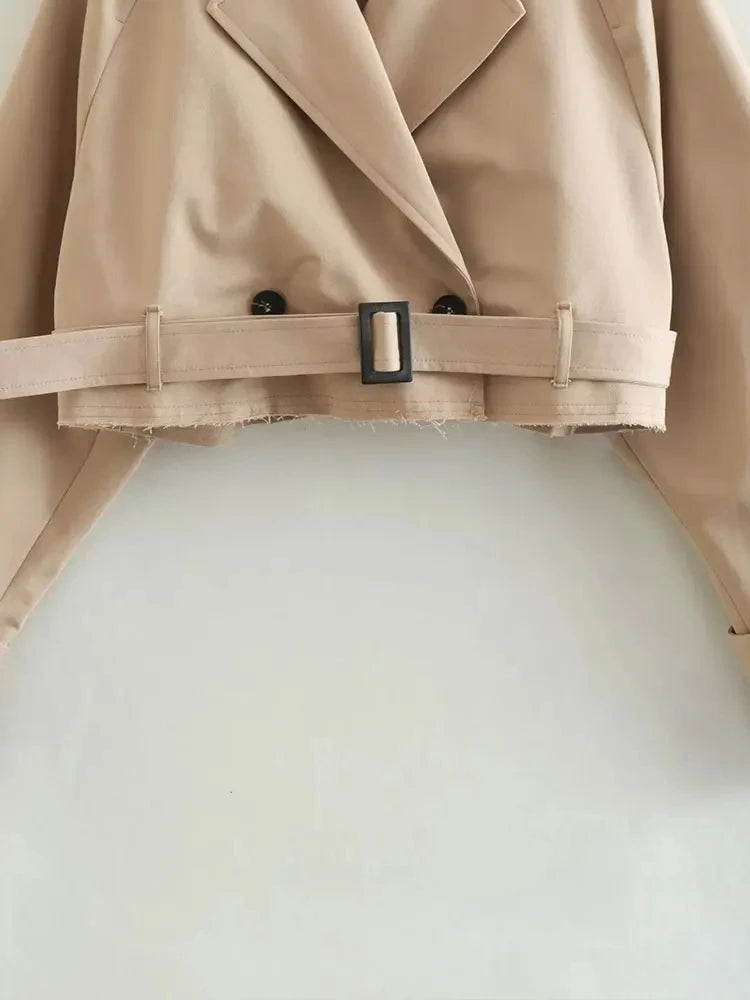 Luce Napoli - Cintura Cropped Trench Giacca Primavera Donna Vintage Streetwear Doppio Petto Manica Lunga Top Donna Cappotto Outfits