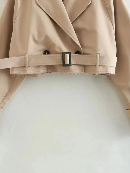 Luce Napoli - Cintura Cropped Trench Giacca Primavera Donna Vintage Streetwear Doppio Petto Manica Lunga Top Donna Cappotto Outfits